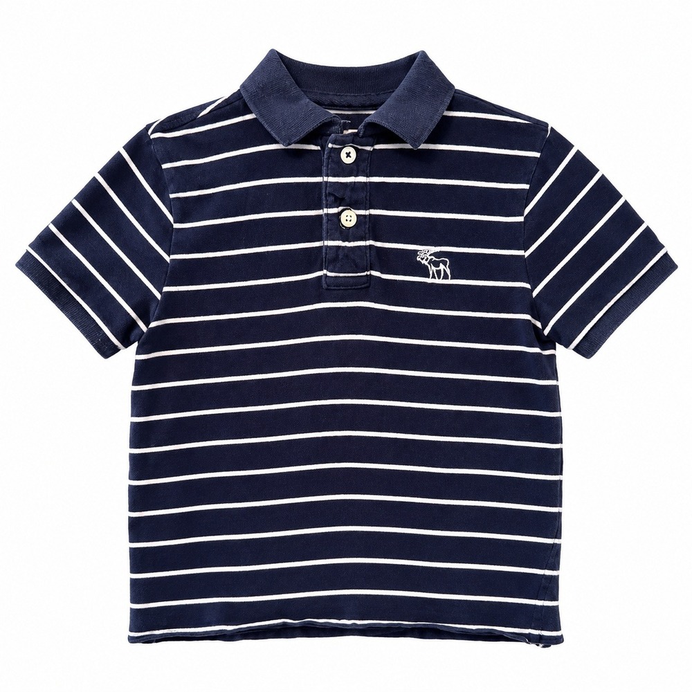 Abercrombie & Fitch Women's S Muscle Polo Navy White Stripe Y2K Moose